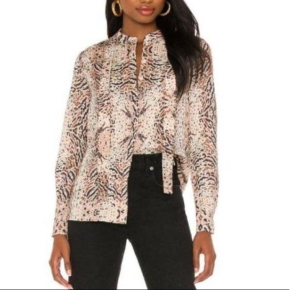 [All Saints] Animal print button down blouse - Picture 7 of 7